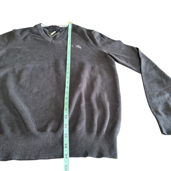 Express V Neck Cotton Pullover Men Sweater Size Medium Black Embroidered Logo - Picture 7 of 8